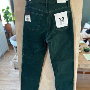 Re/Done Green Ultra High Rise Stove Pipe Jeans